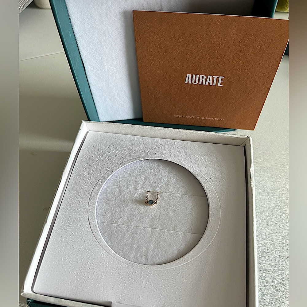 AURATE 14K Birthstone Bezel Ring (Aquamarine)